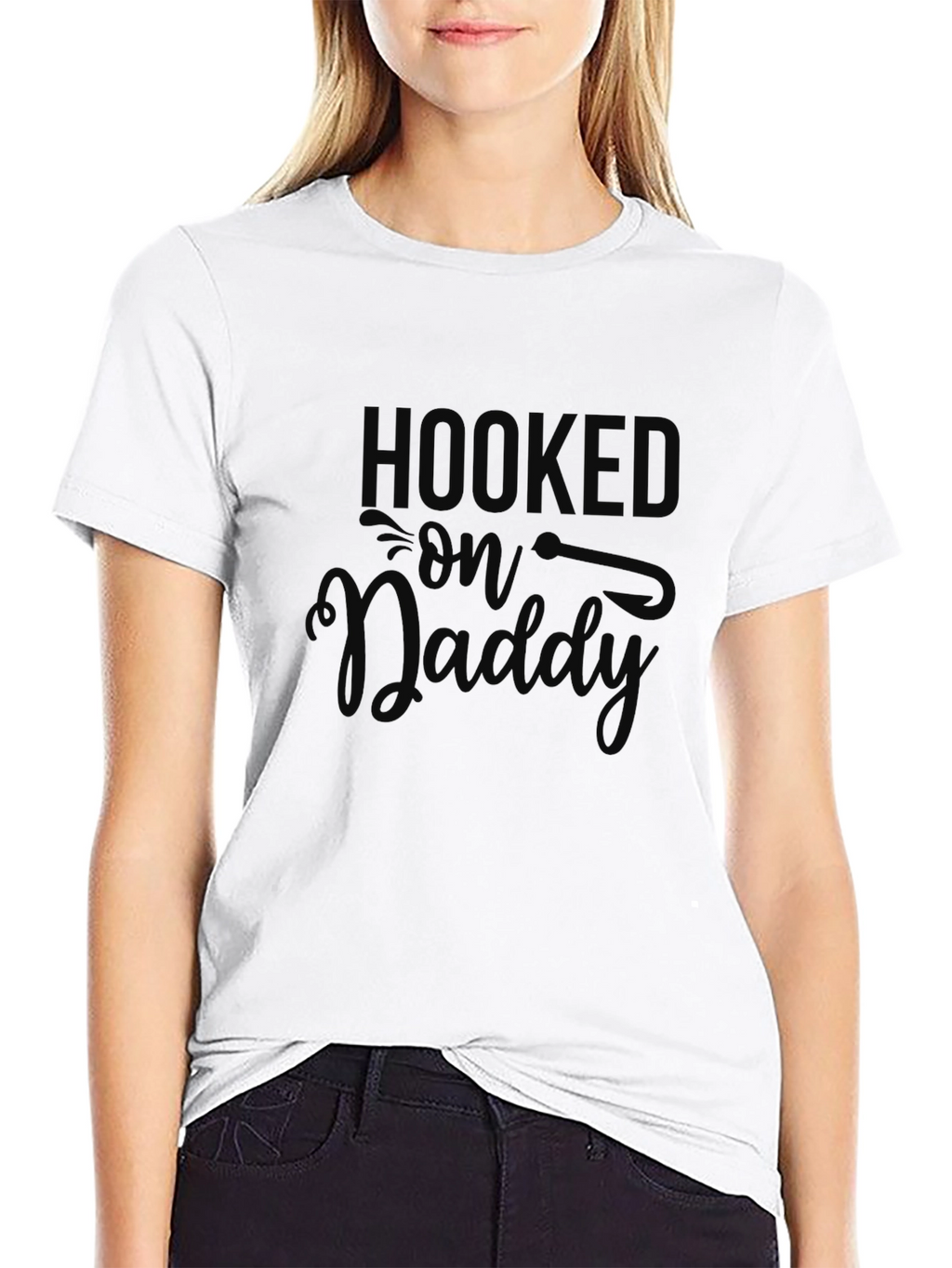 Hooked on Daddy Black Graphic Tee Shirt
