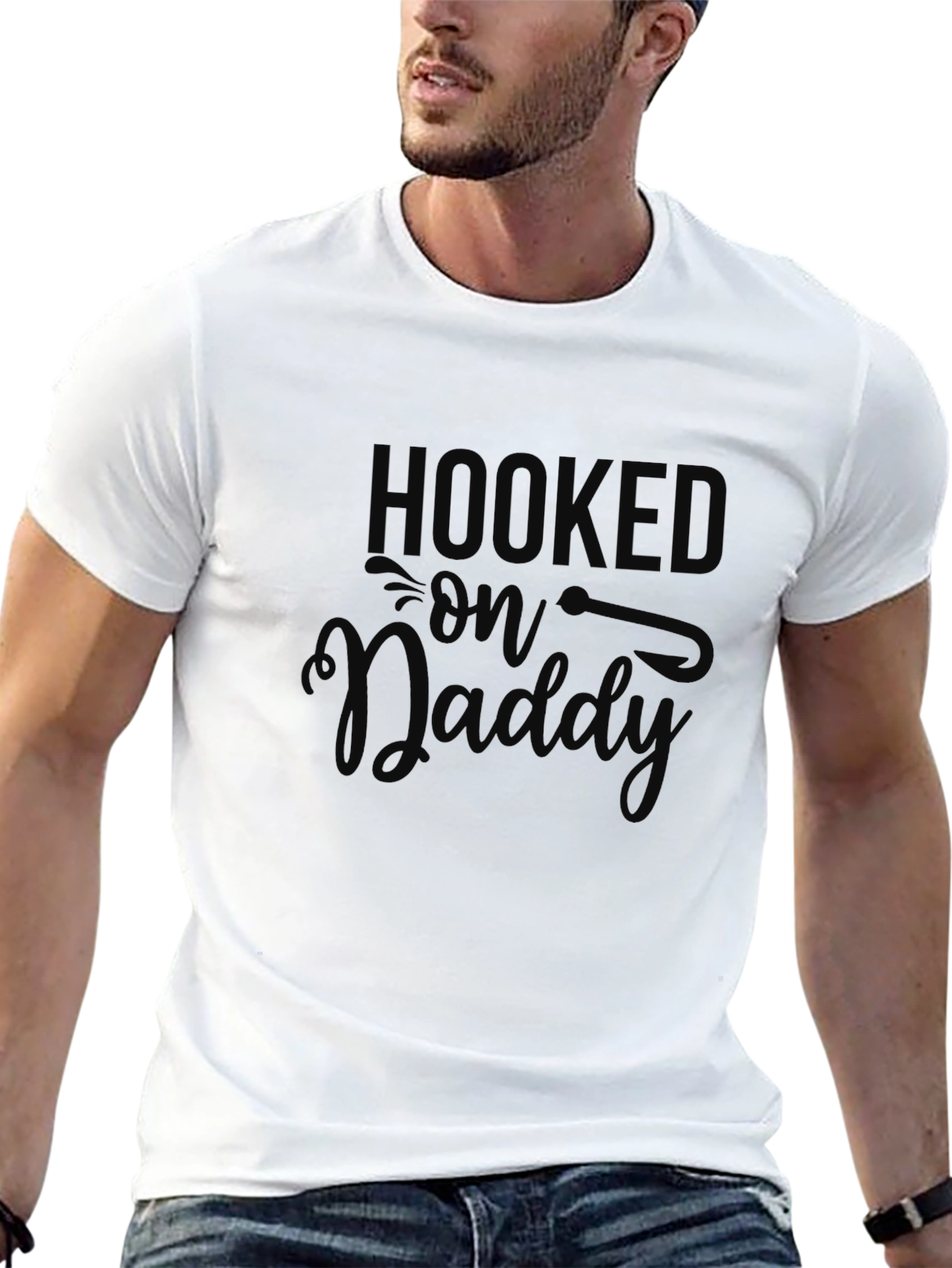 Hooked on Daddy Black Graphic Tee Shirt