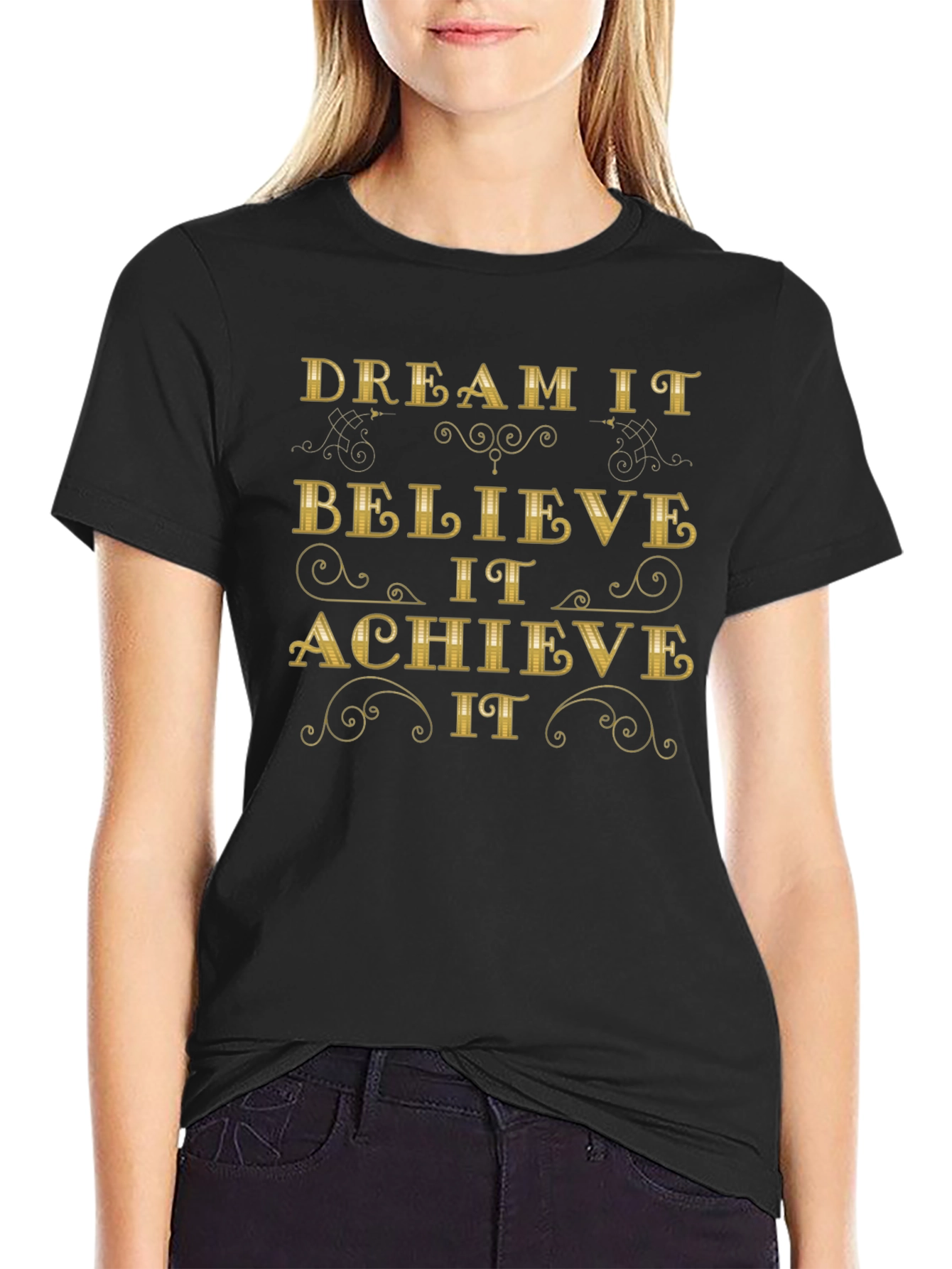 Dream Believe Achieve Graphic Tee - Black