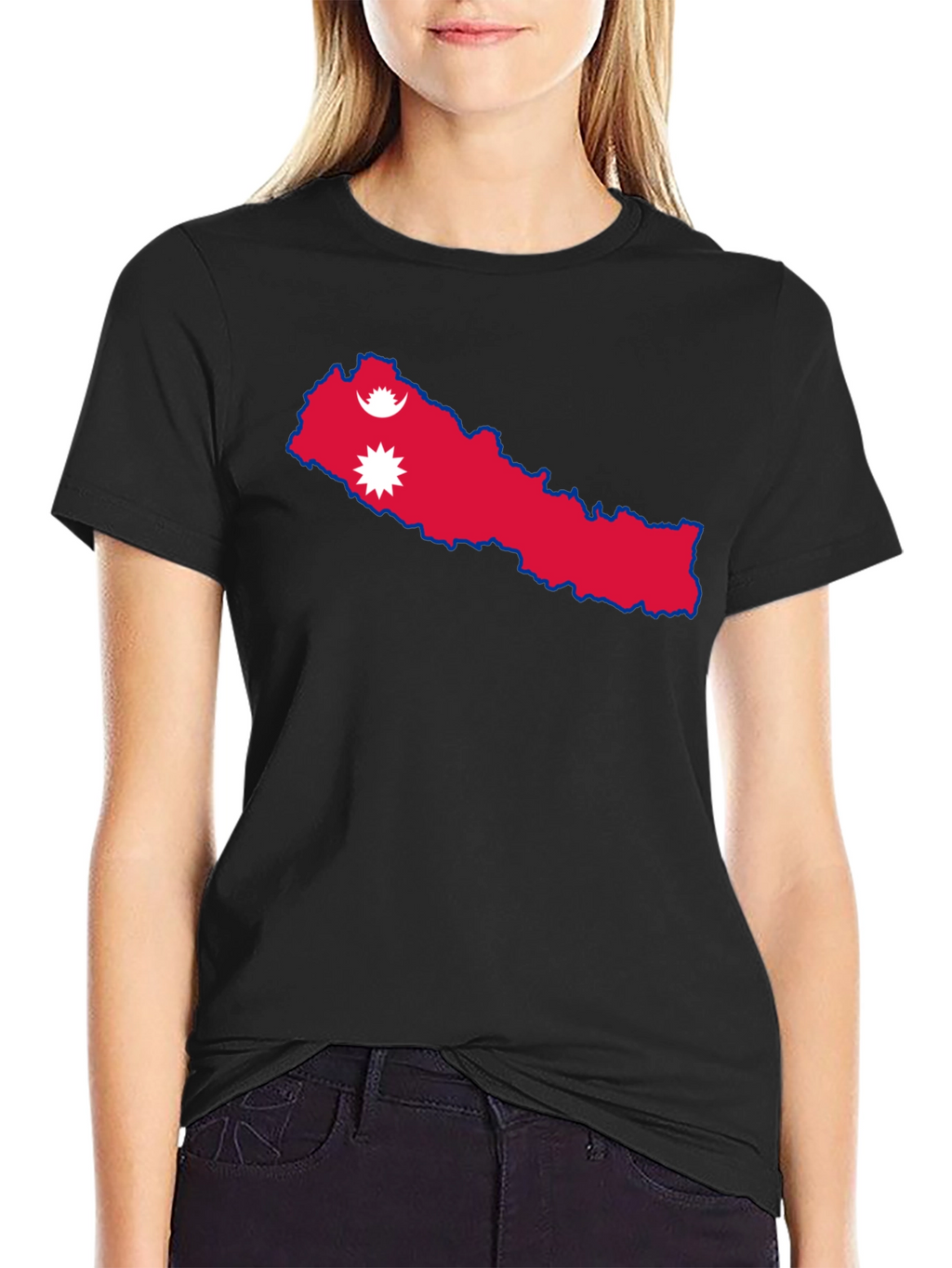 Nepal Flag T-Shirt - Black Casual Tee