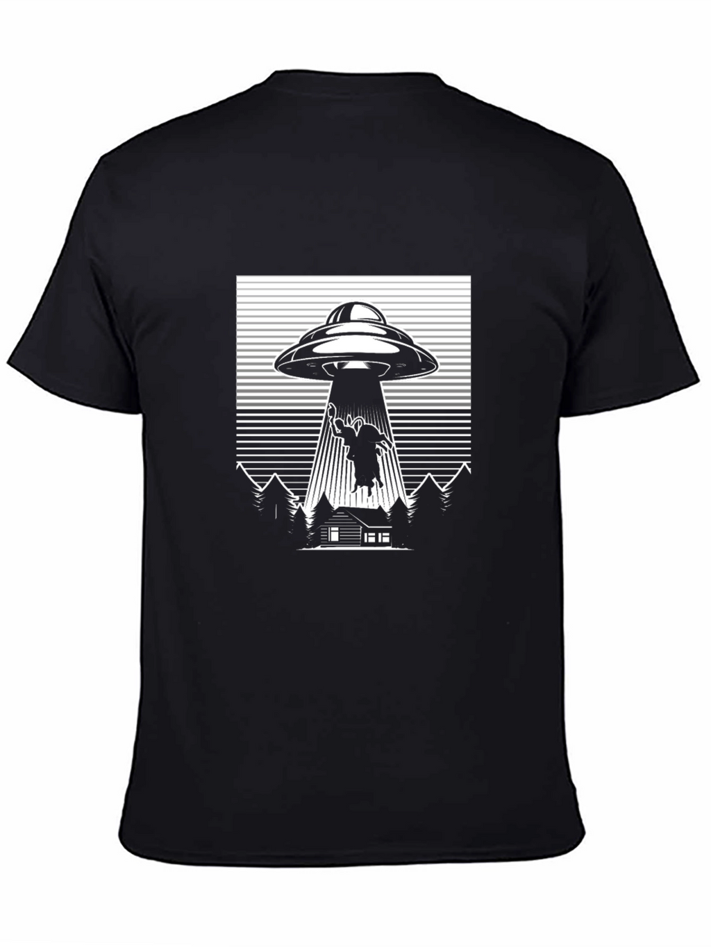 UFO Cow Abduction T-Shirt Black Graphic Tee