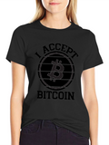 Bitcoin Accepted Graphic Tee - Black Crew Neck T-Shirt