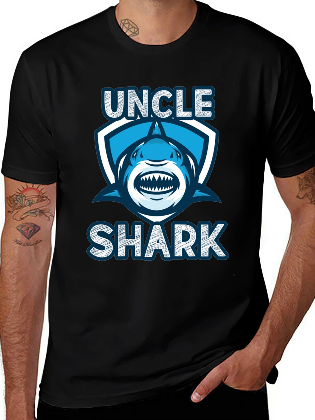 Uncle Shark Graphic Tee - Novelty T-Shirt