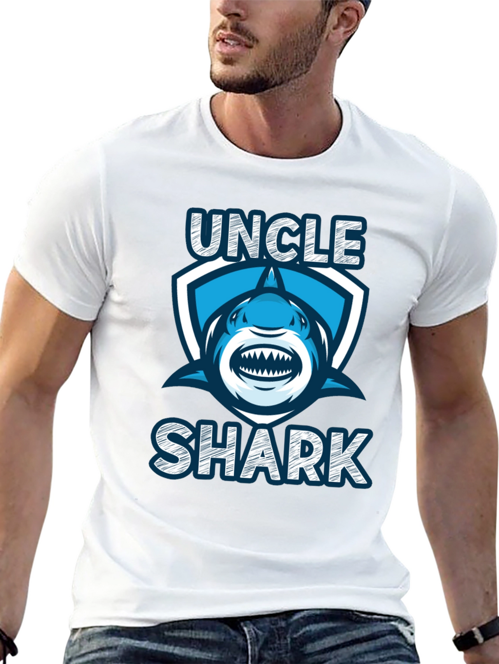 Uncle Shark Graphic Tee - Novelty T-Shirt