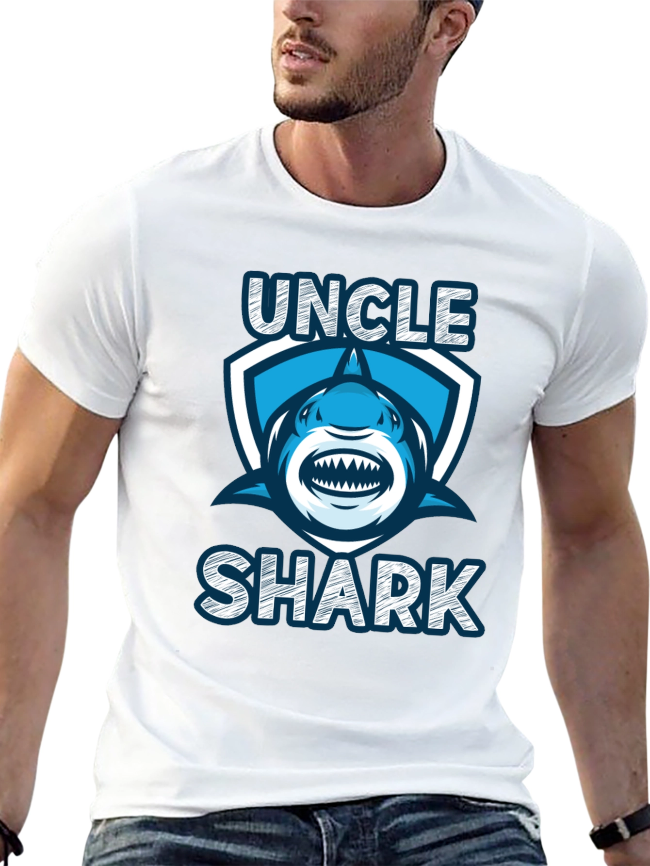 Uncle Shark Graphic Tee - Novelty T-Shirt
