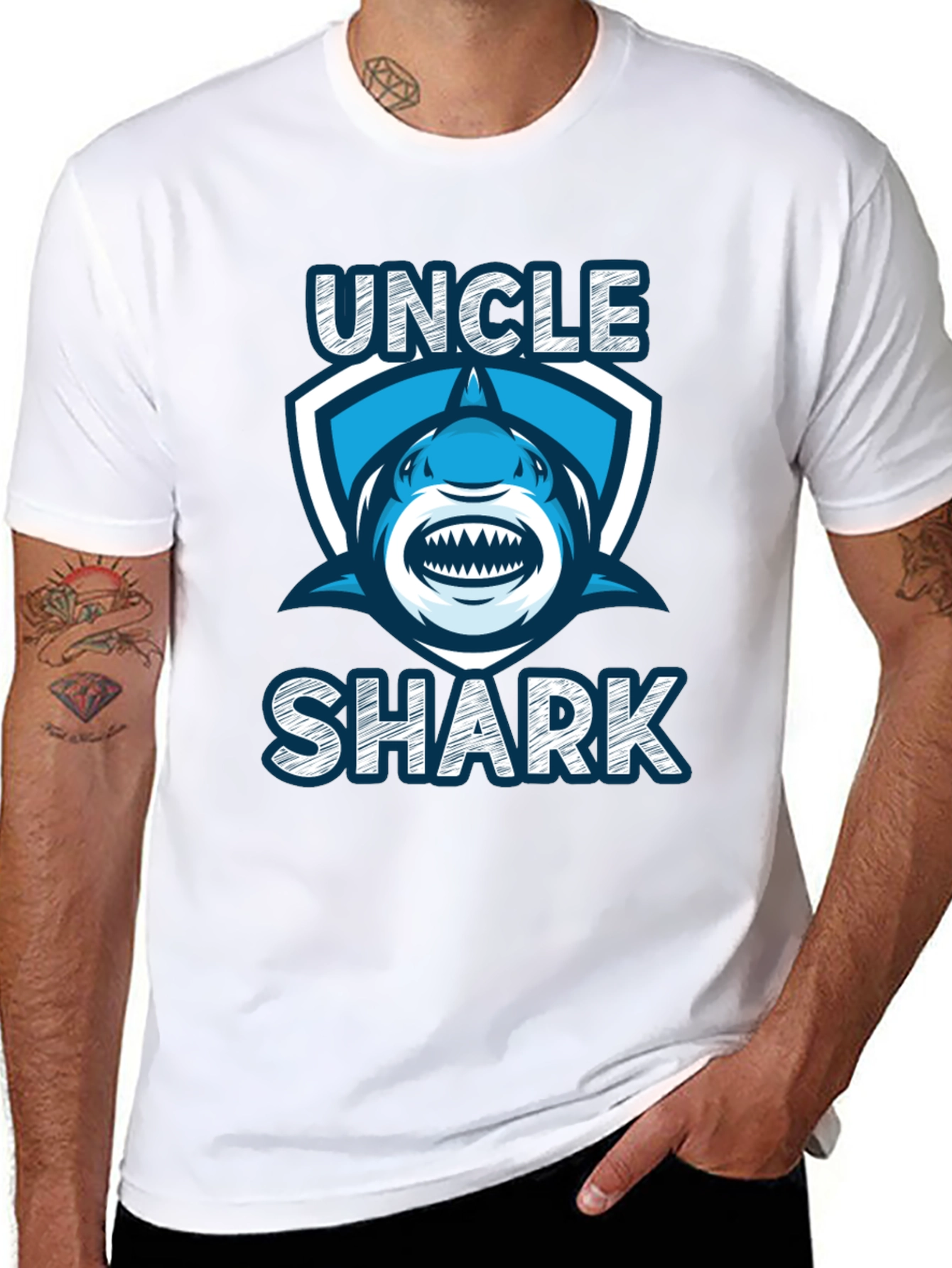 Uncle Shark Graphic Tee - Novelty T-Shirt