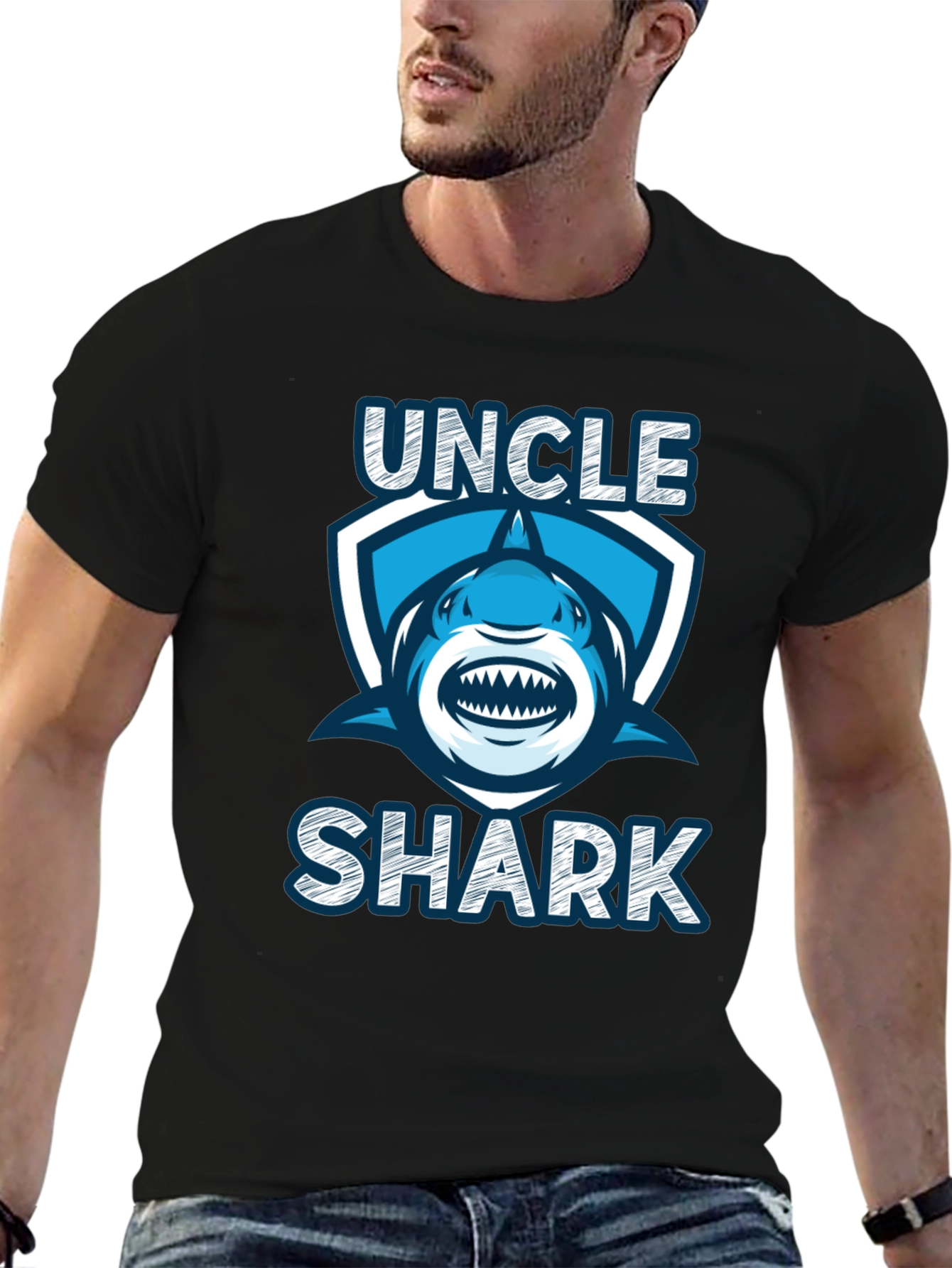 Uncle Shark Graphic Tee - Novelty T-Shirt