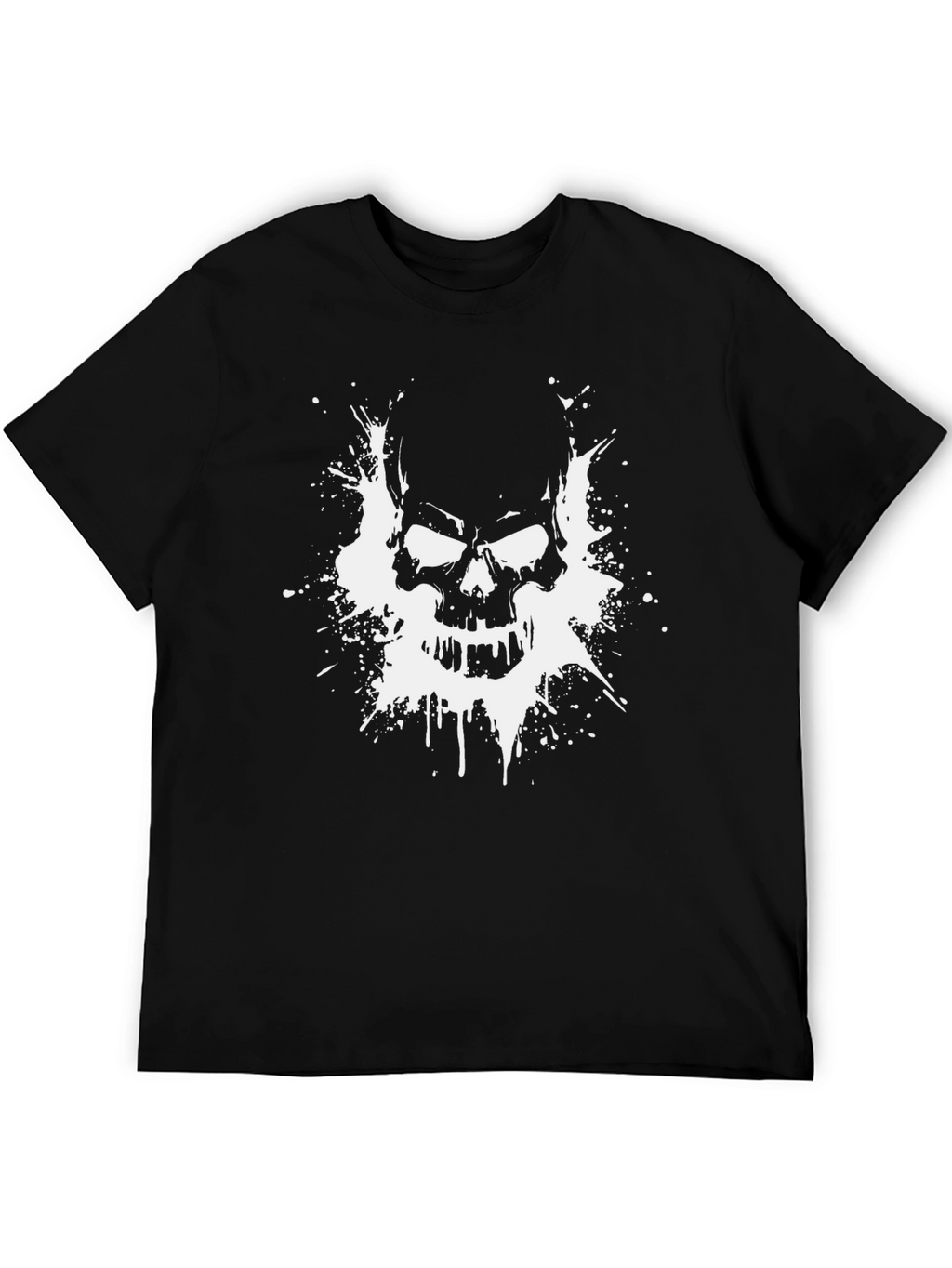 Skull Splatter Graphic Tee - Black