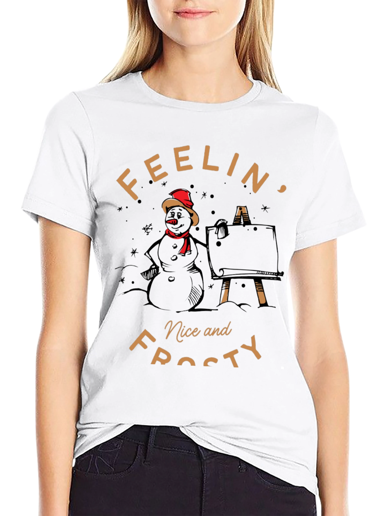 Feelin Nice and Frosty Snowman Artist Graphic Tee
