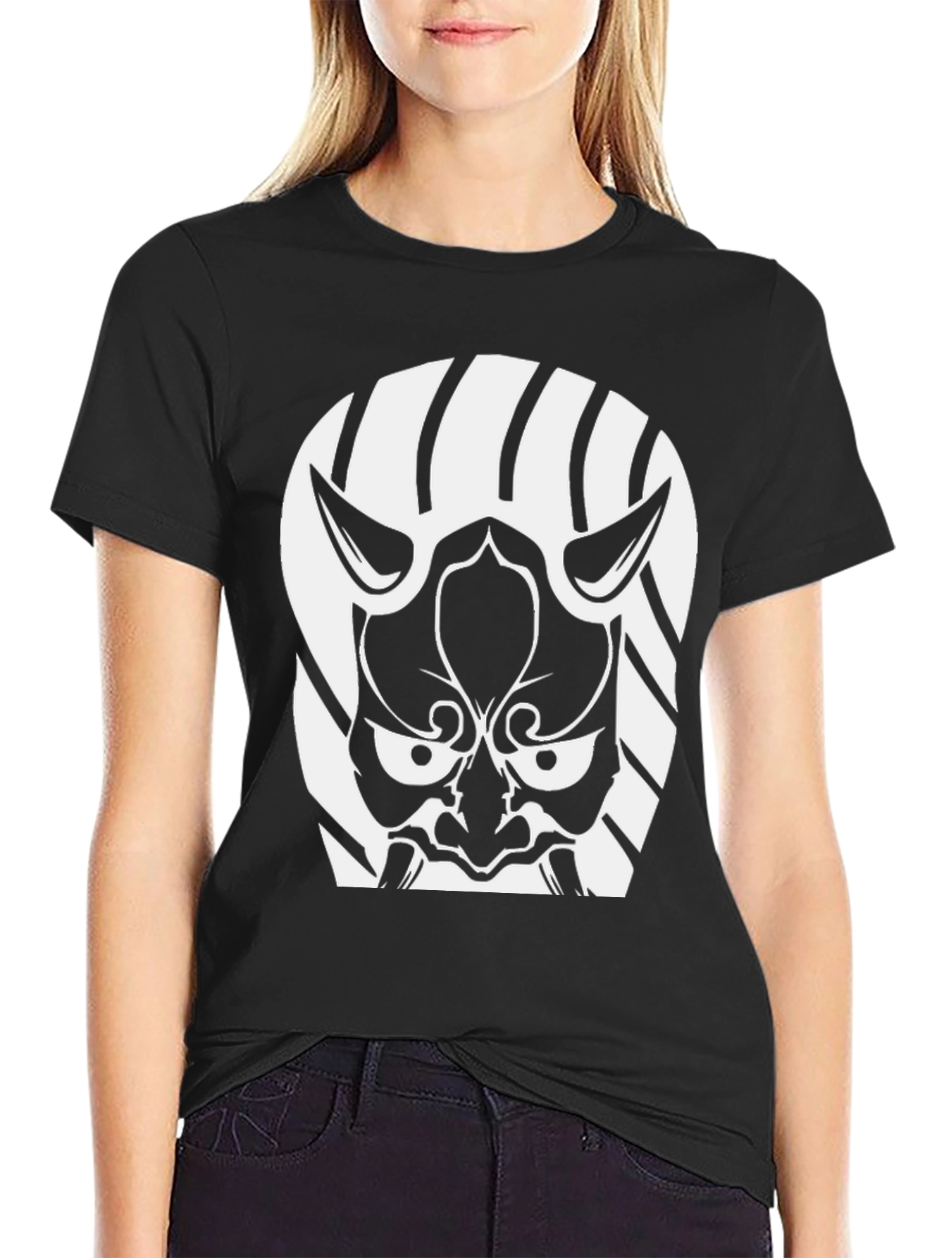 Black Oni Mask T-Shirt - Japanese Demon Graphic Tee