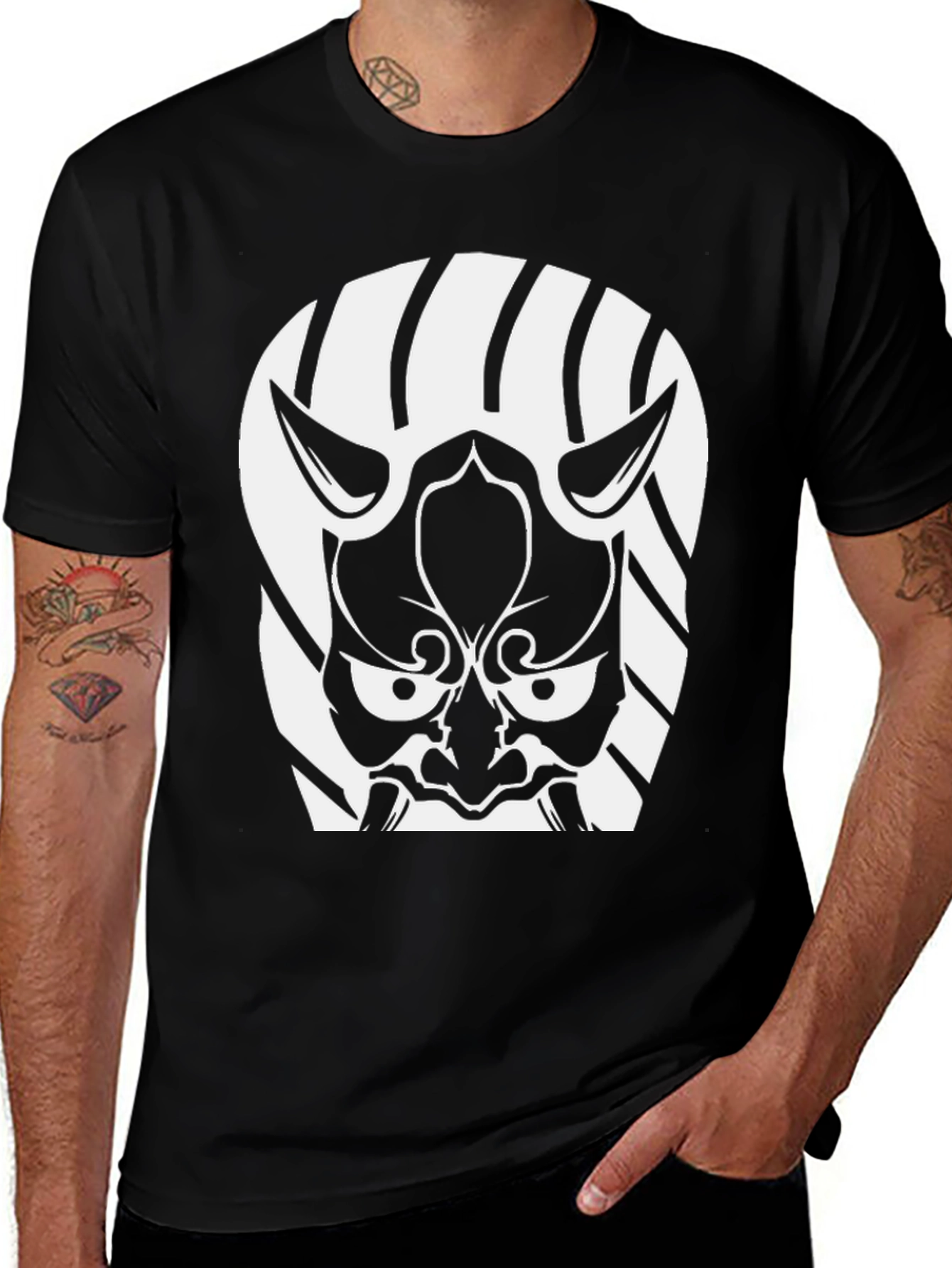 Black Oni Mask T-Shirt - Japanese Demon Graphic Tee