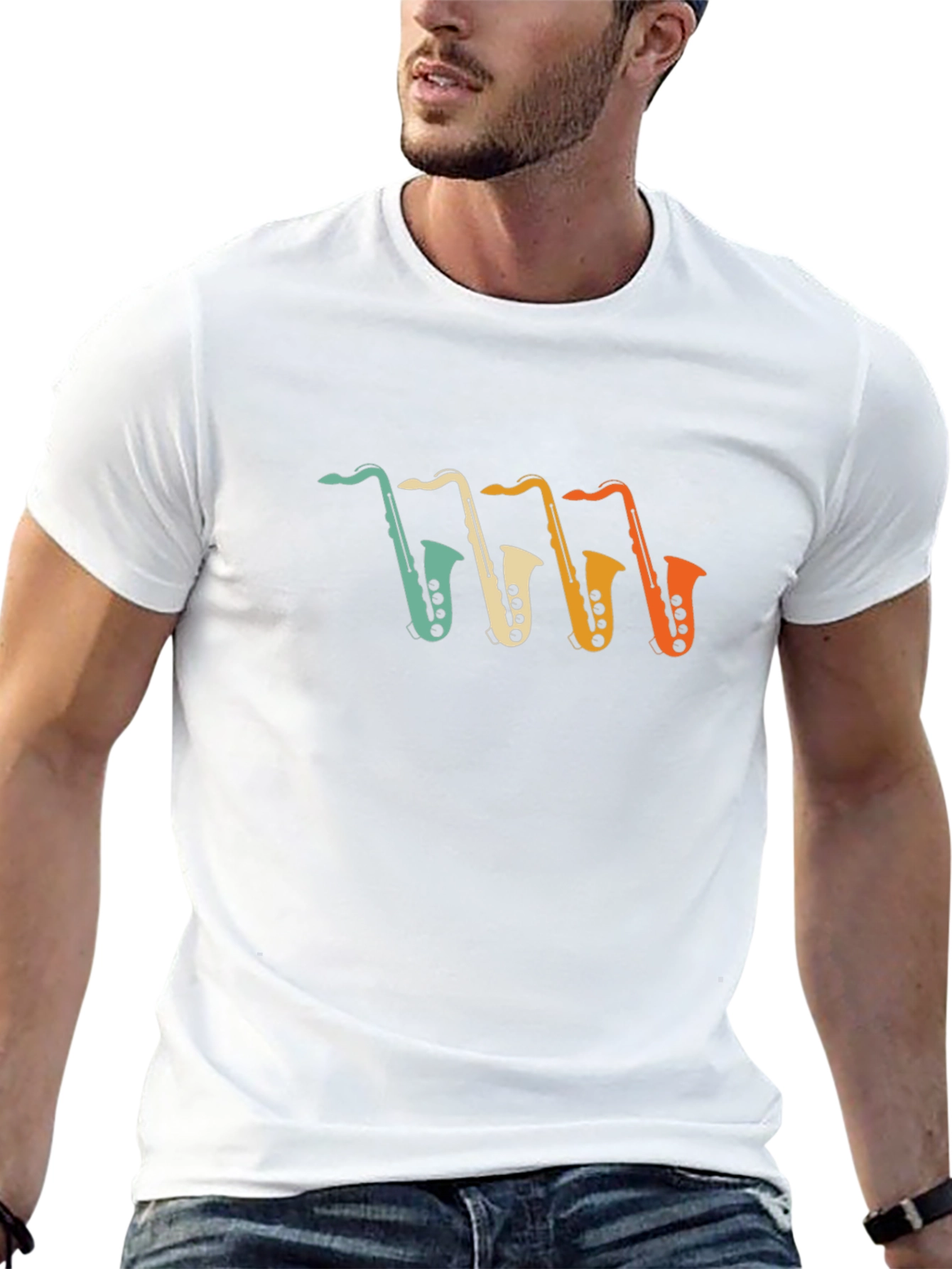 Saxophone Graphic Tee - Retro Music T-Shirt