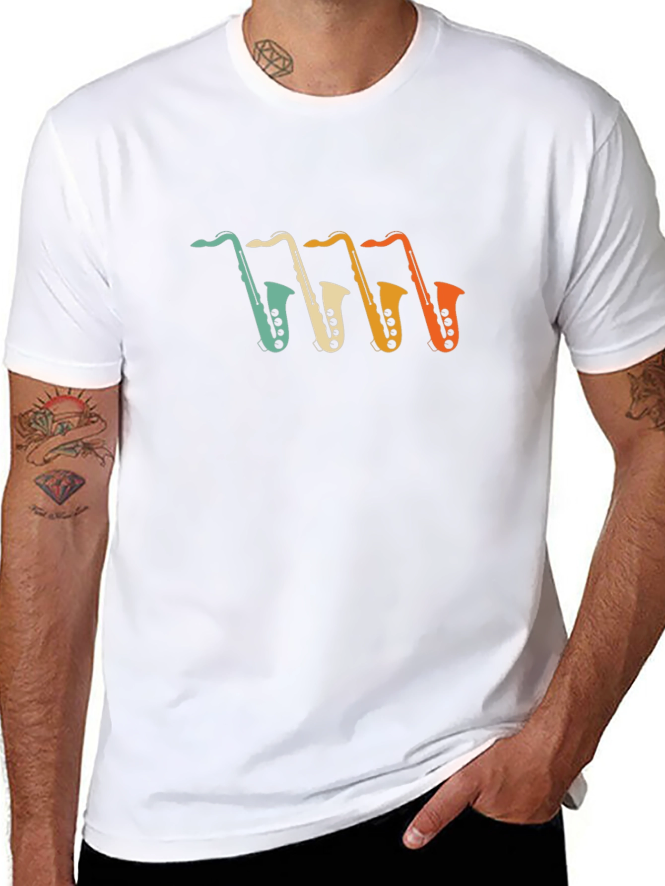 Saxophone Graphic Tee - Retro Music T-Shirt