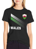 Wales T-Shirt: Black Jersey with Dragon Emblem