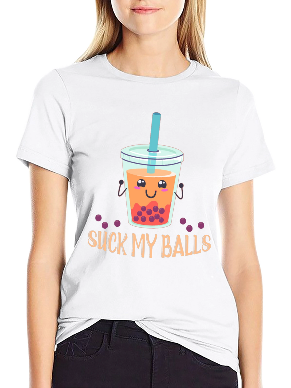 Suck My Balls Funny Bubble Tea Graphic T-Shirt