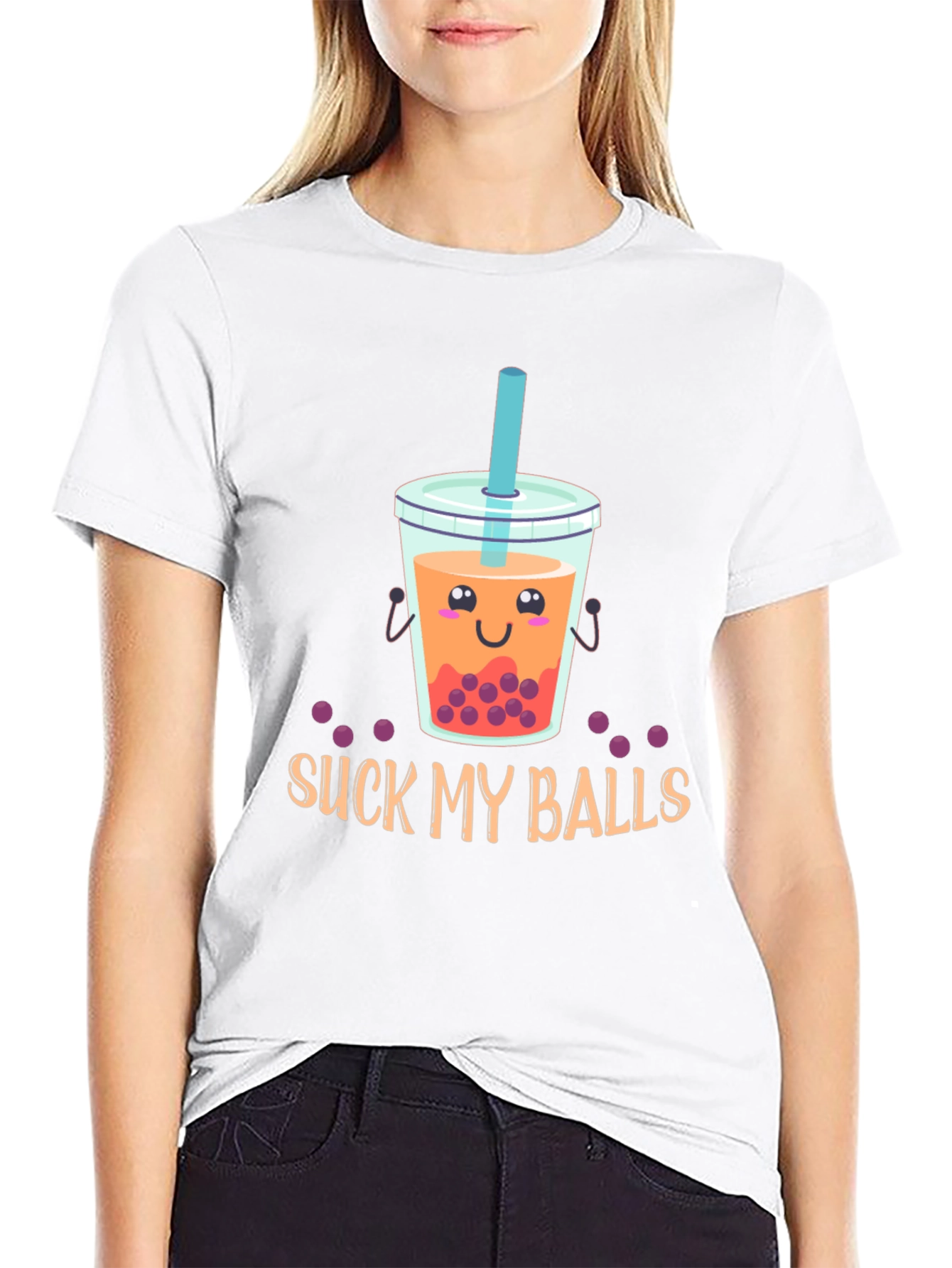 Suck My Balls Funny Bubble Tea Graphic T-Shirt