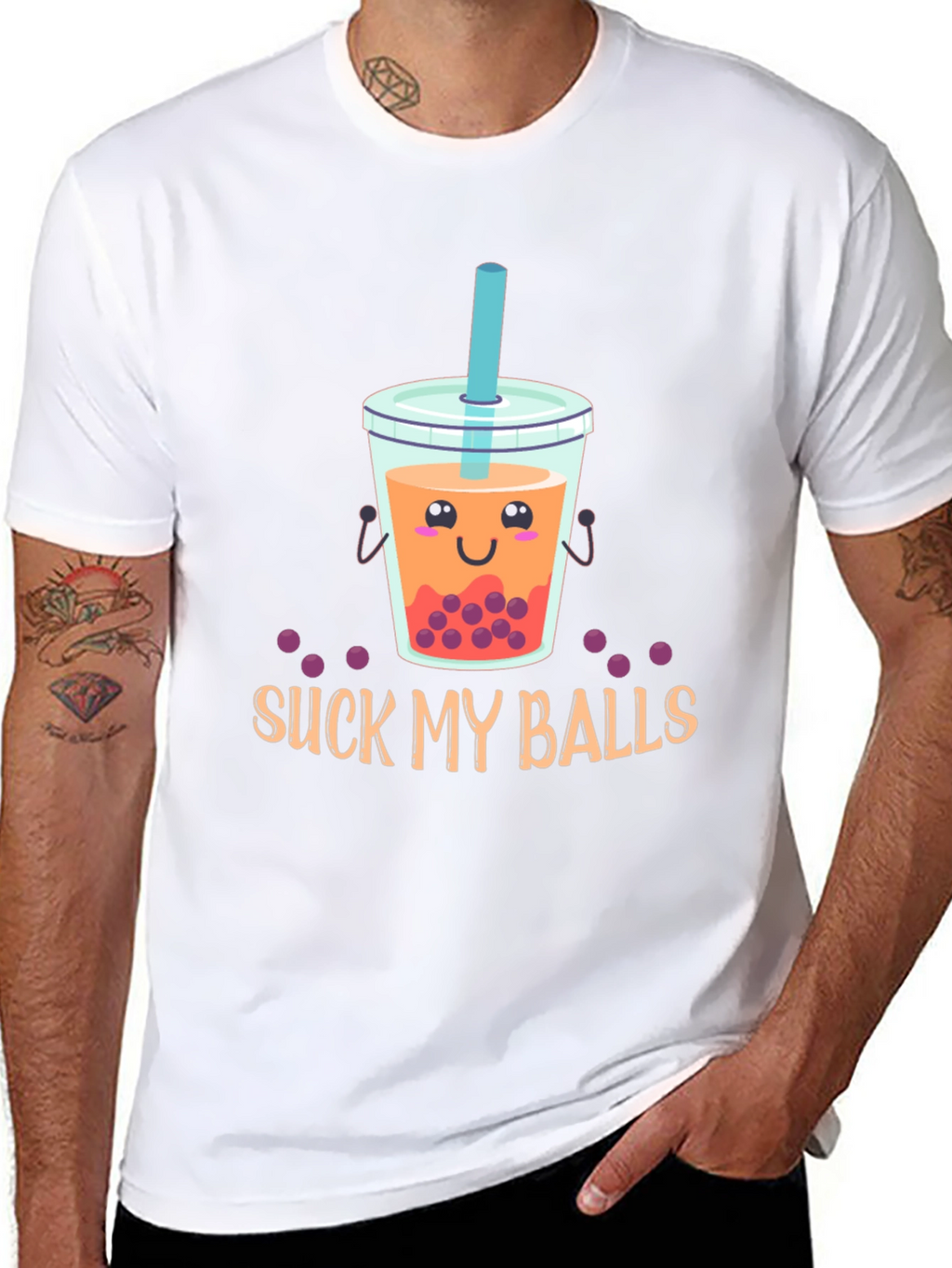 Suck My Balls Funny Bubble Tea Graphic T-Shirt