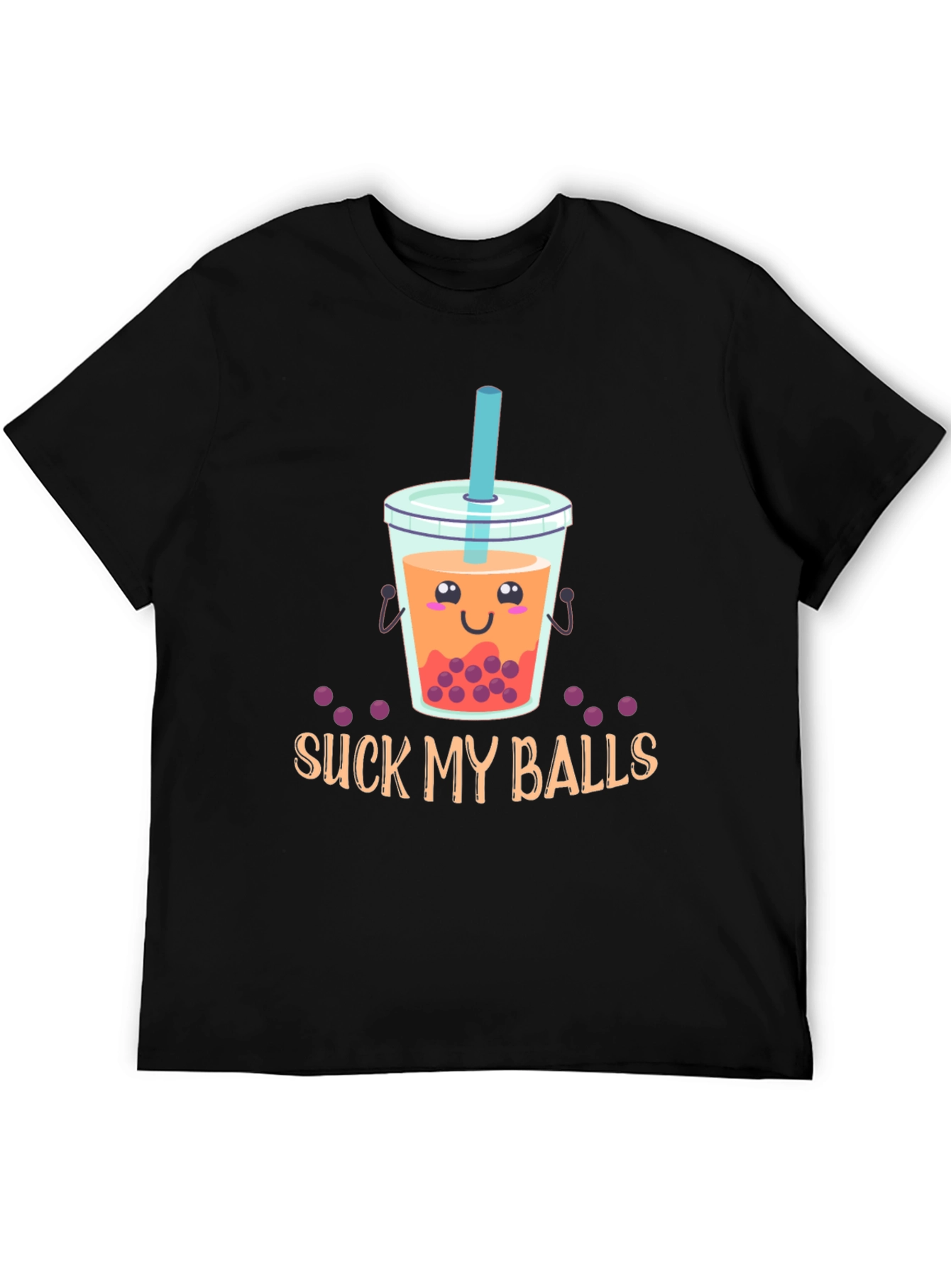 Suck My Balls Funny Bubble Tea Graphic T-Shirt