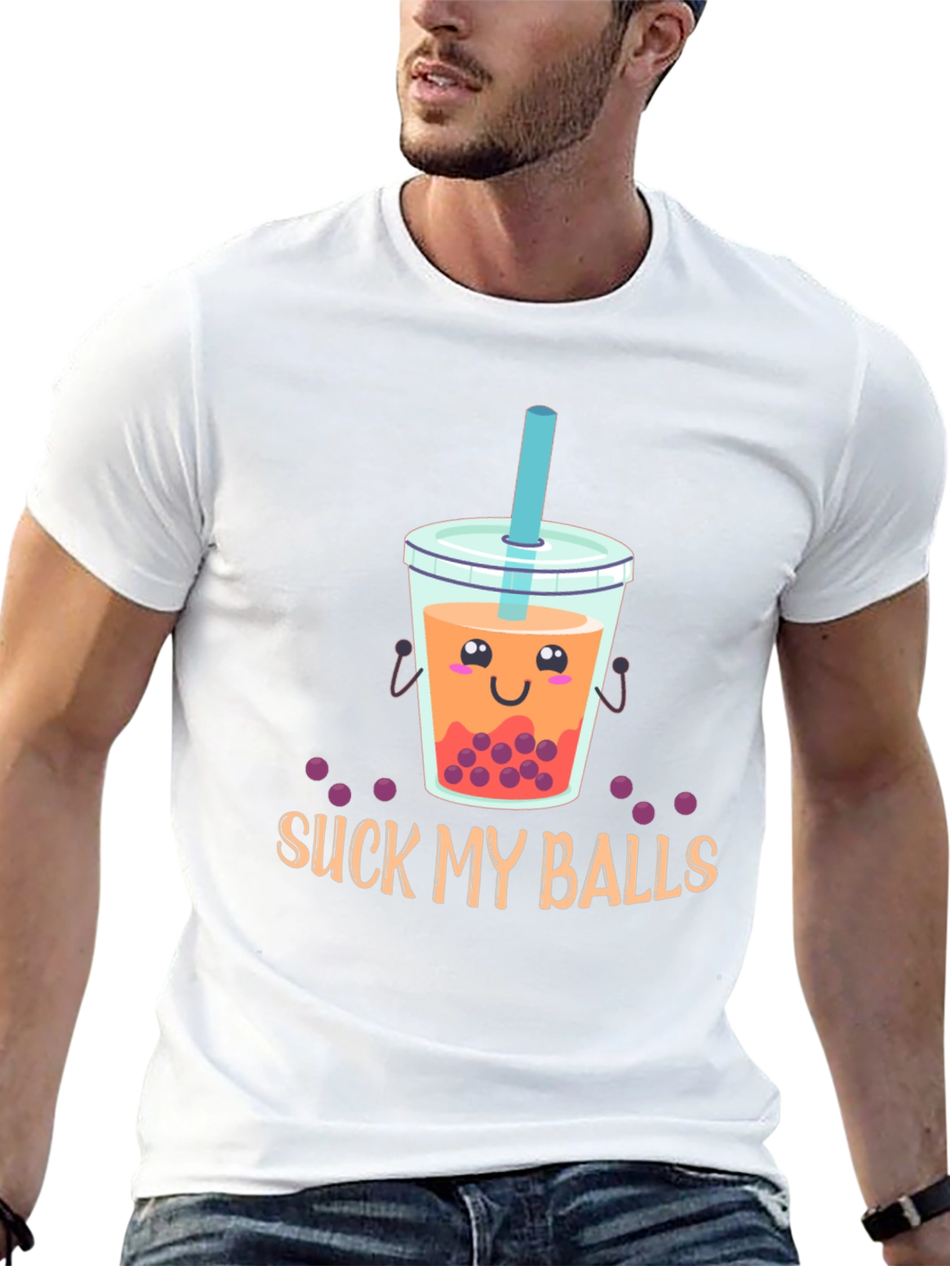 Suck My Balls Funny Bubble Tea Graphic T-Shirt