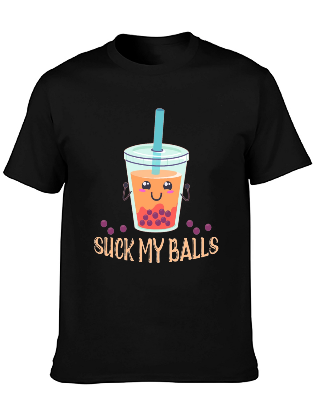 Suck My Balls Funny Bubble Tea Graphic T-Shirt