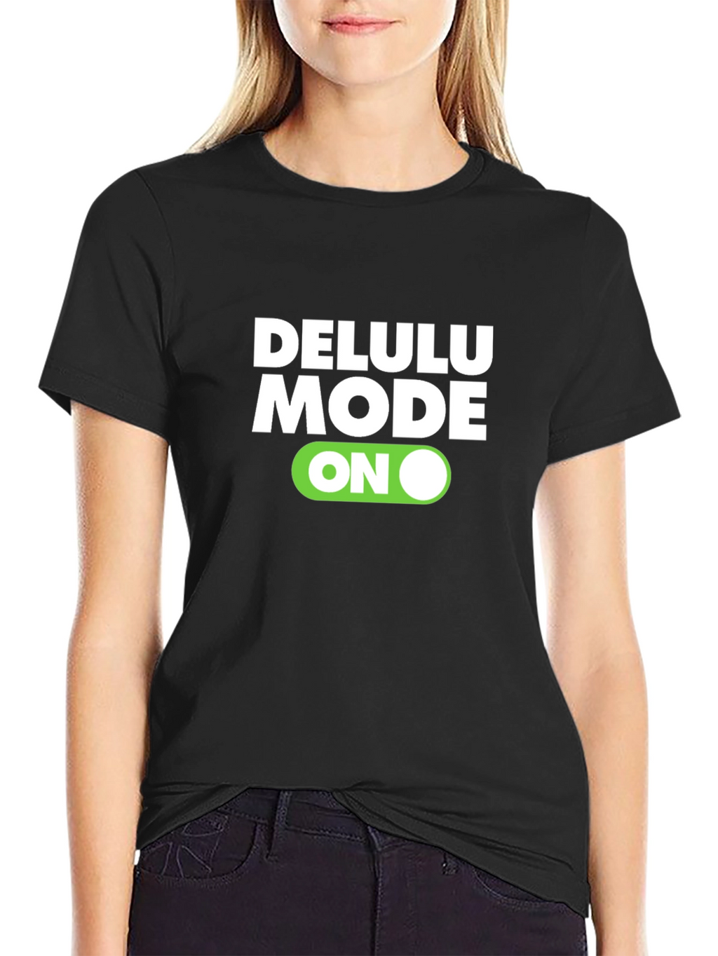 Delulu Mode ON Black Graphic Tee