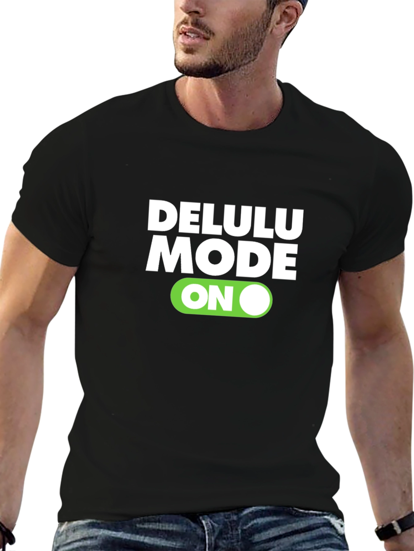 Delulu Mode ON Black Graphic Tee