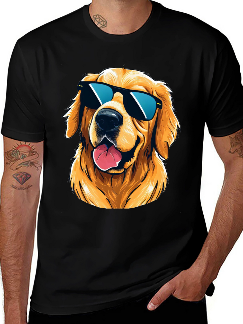 Cool Golden Retriever Sunglasses T-Shirt