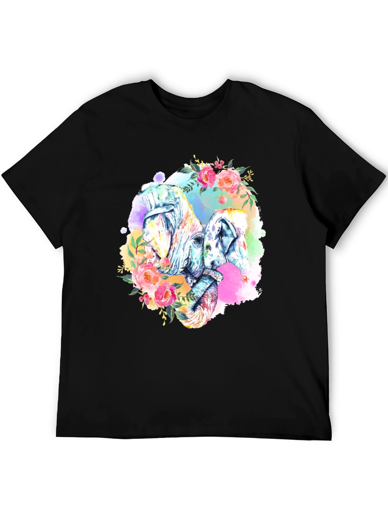 Floral Elephant Watercolor T-Shirt