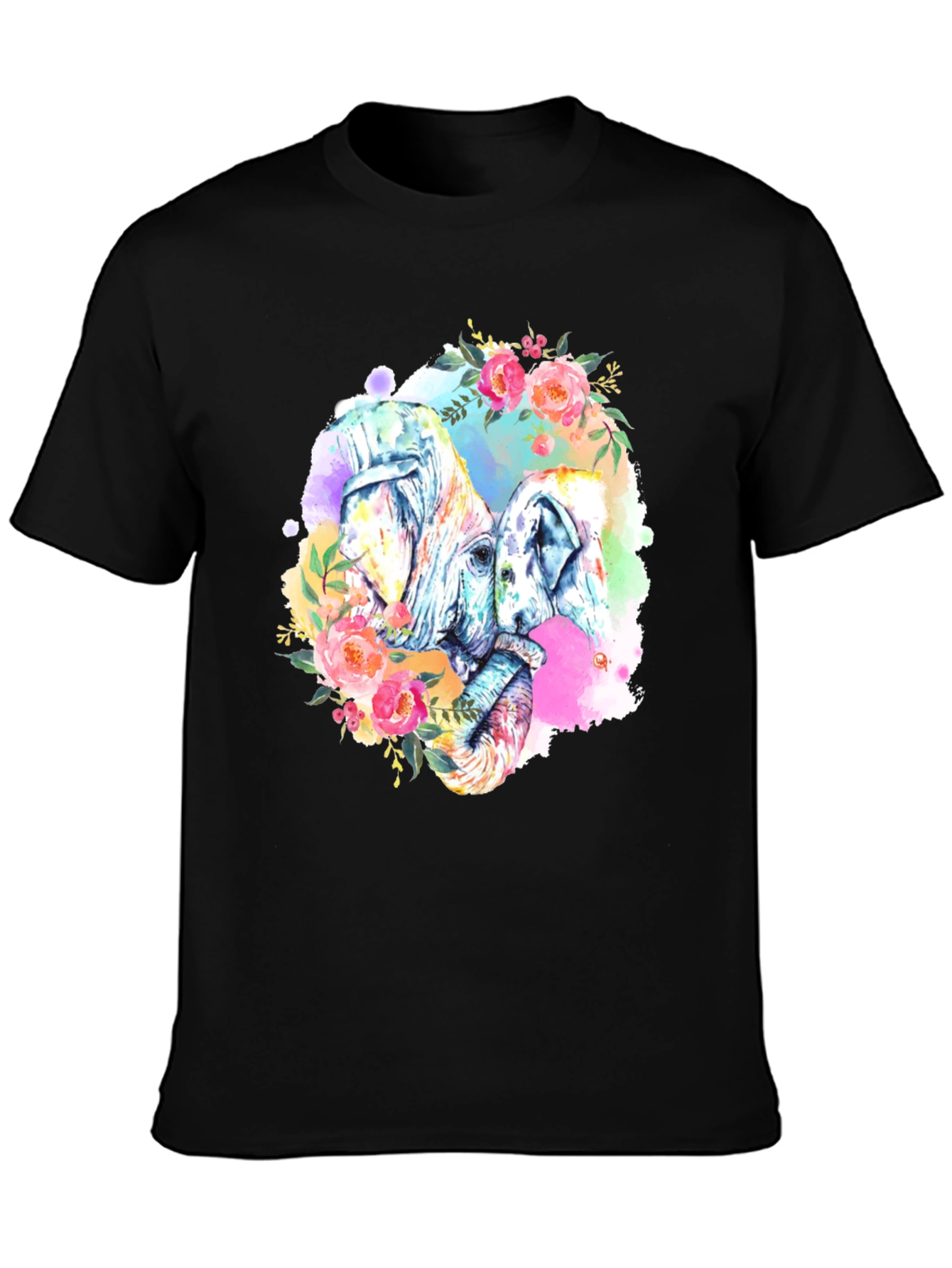 Floral Elephant Watercolor T-Shirt
