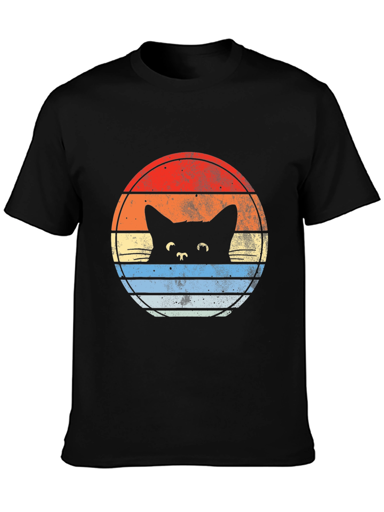 Retro Cat Sunset Graphic T-Shirt