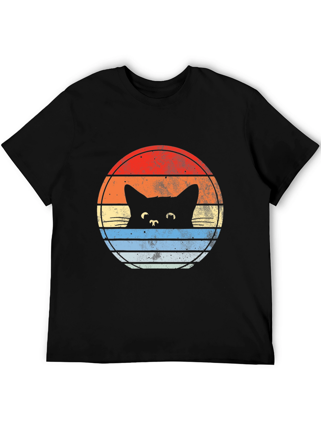 Retro Cat Sunset Graphic T-Shirt