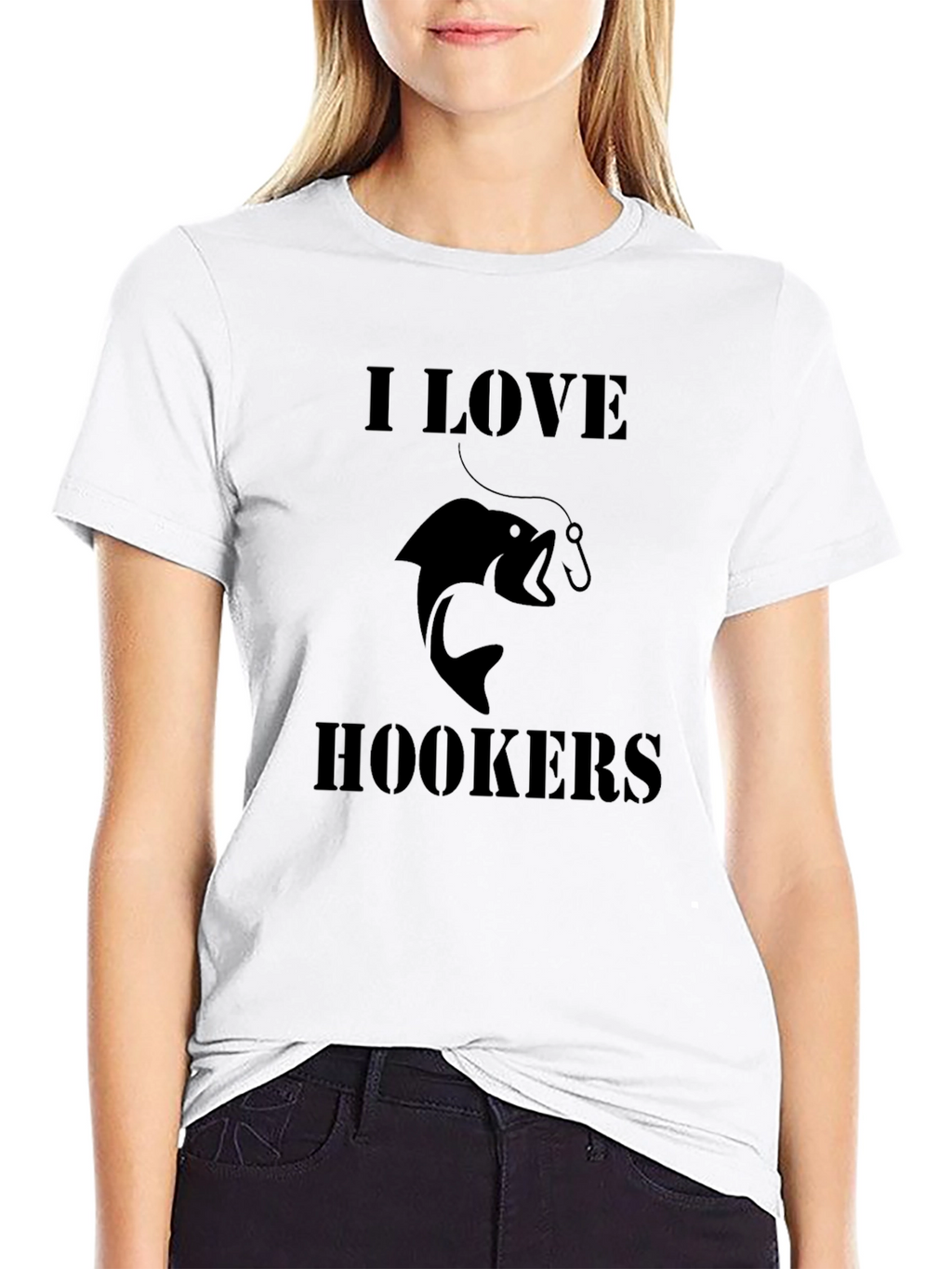 I Love Hookers Fishing T-Shirt - Black