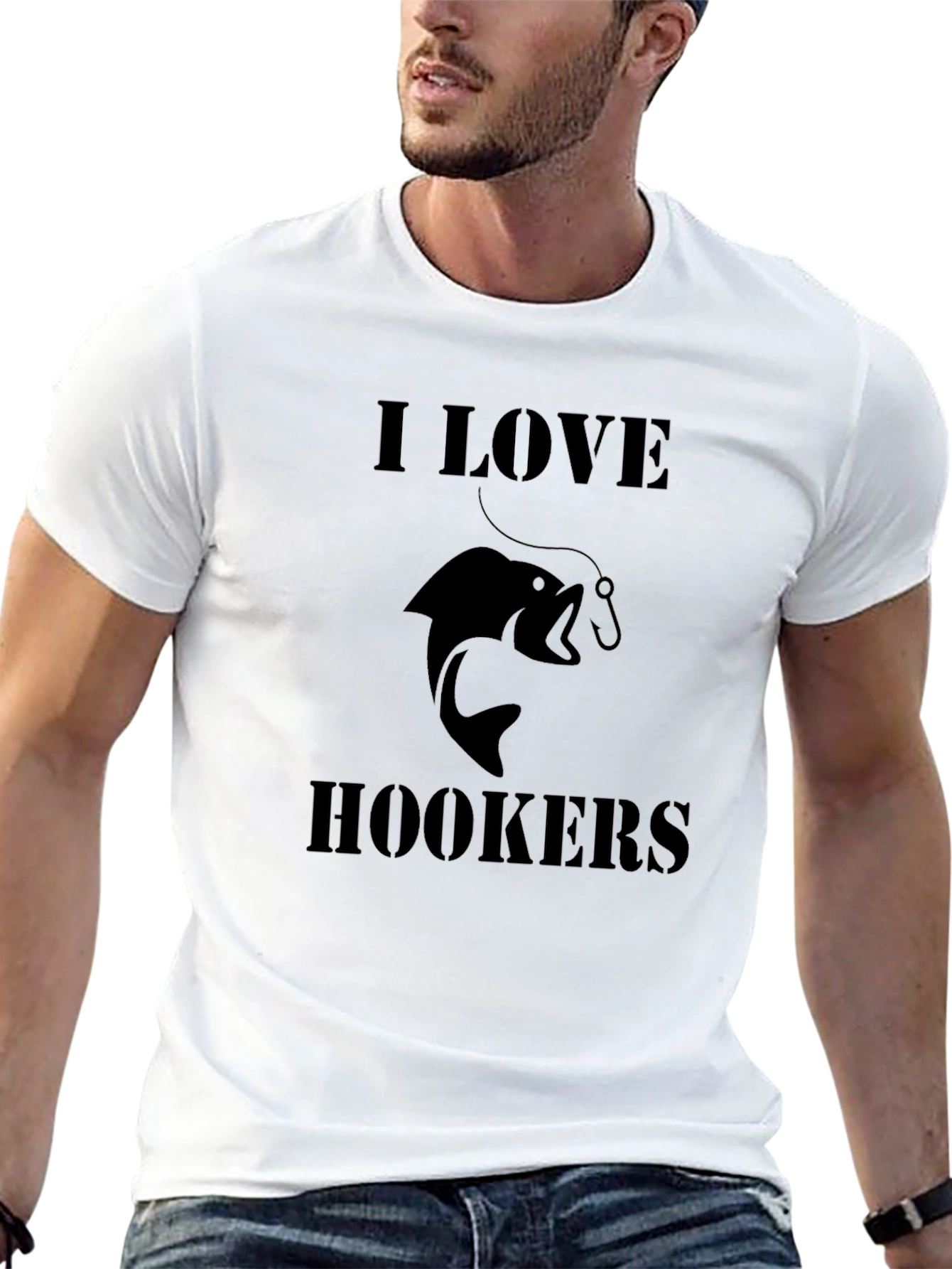 I Love Hookers Fishing T-Shirt - Black