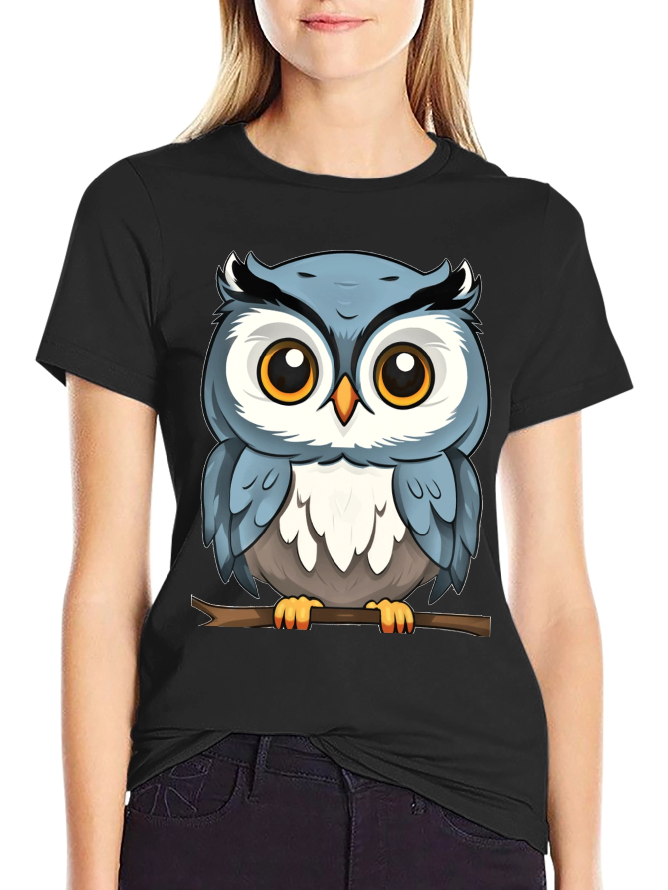 Cute Owl Graphic T-Shirt - Mens Black Tee