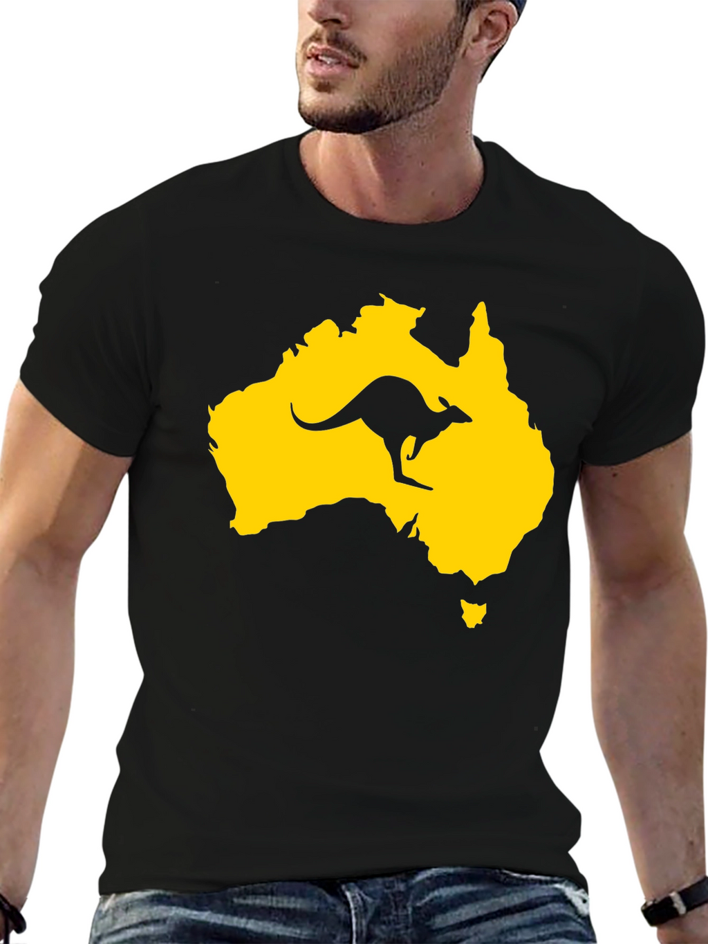 Australia Kangaroo T-Shirt - Black Graphic Tee
