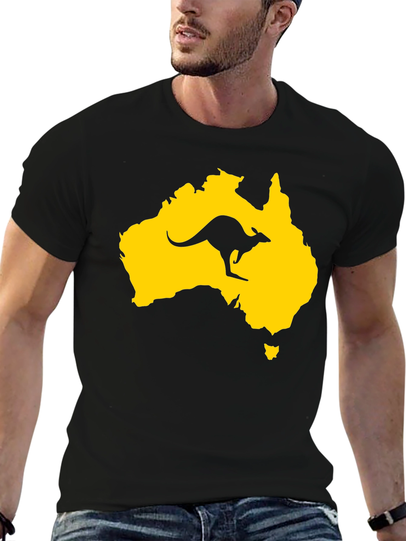 Australia Kangaroo T-Shirt - Black Graphic Tee