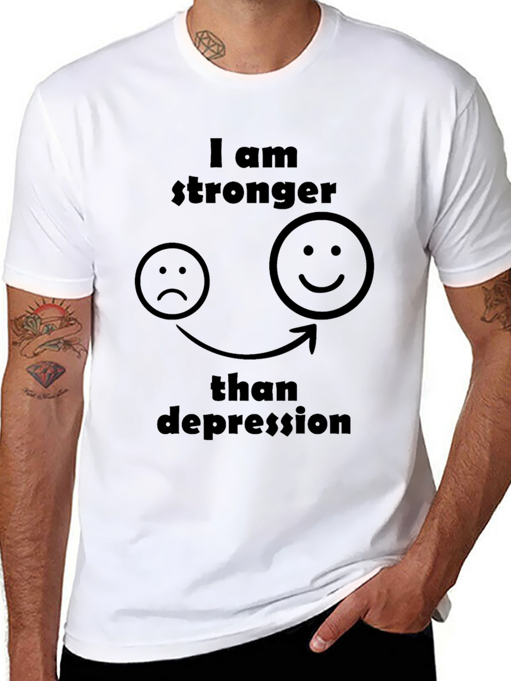 Stronger Than Depression Graphic Tee - Black