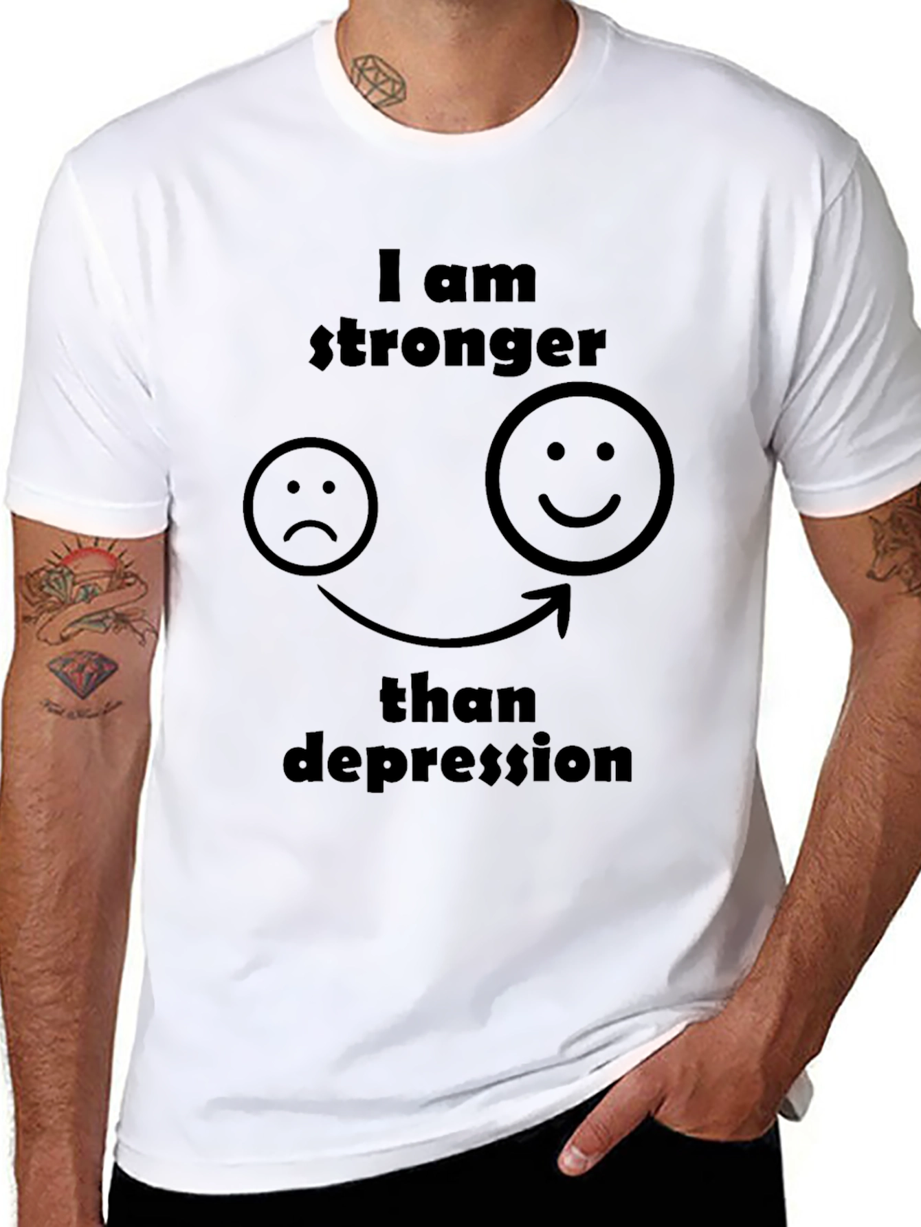 Stronger Than Depression Graphic Tee - Black