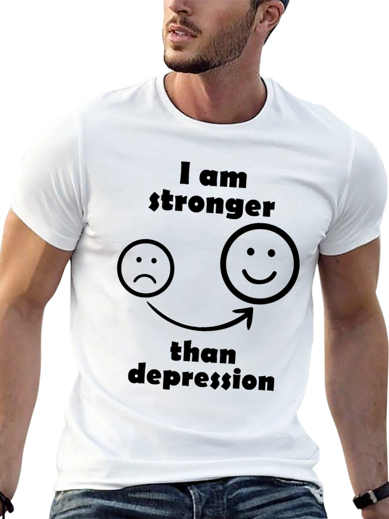 Stronger Than Depression Graphic Tee - Black