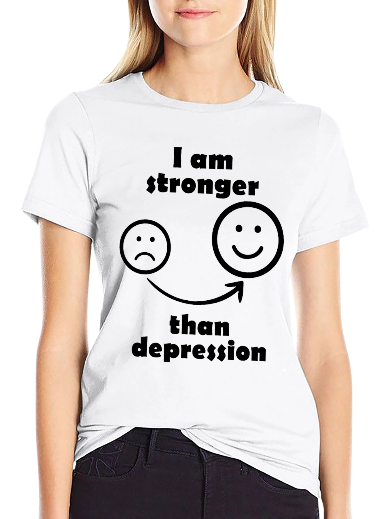 Stronger Than Depression Graphic Tee - Black