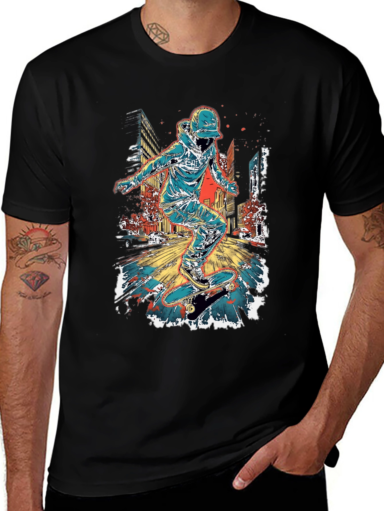 Skateboarder Graphic Print Mens T-Shirt