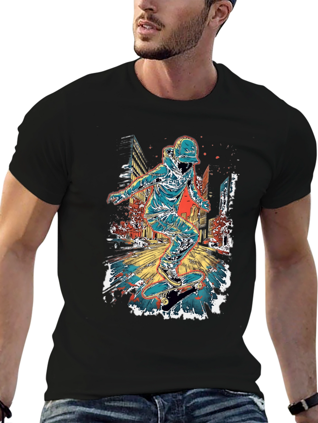 Skateboarder Graphic Print Mens T-Shirt