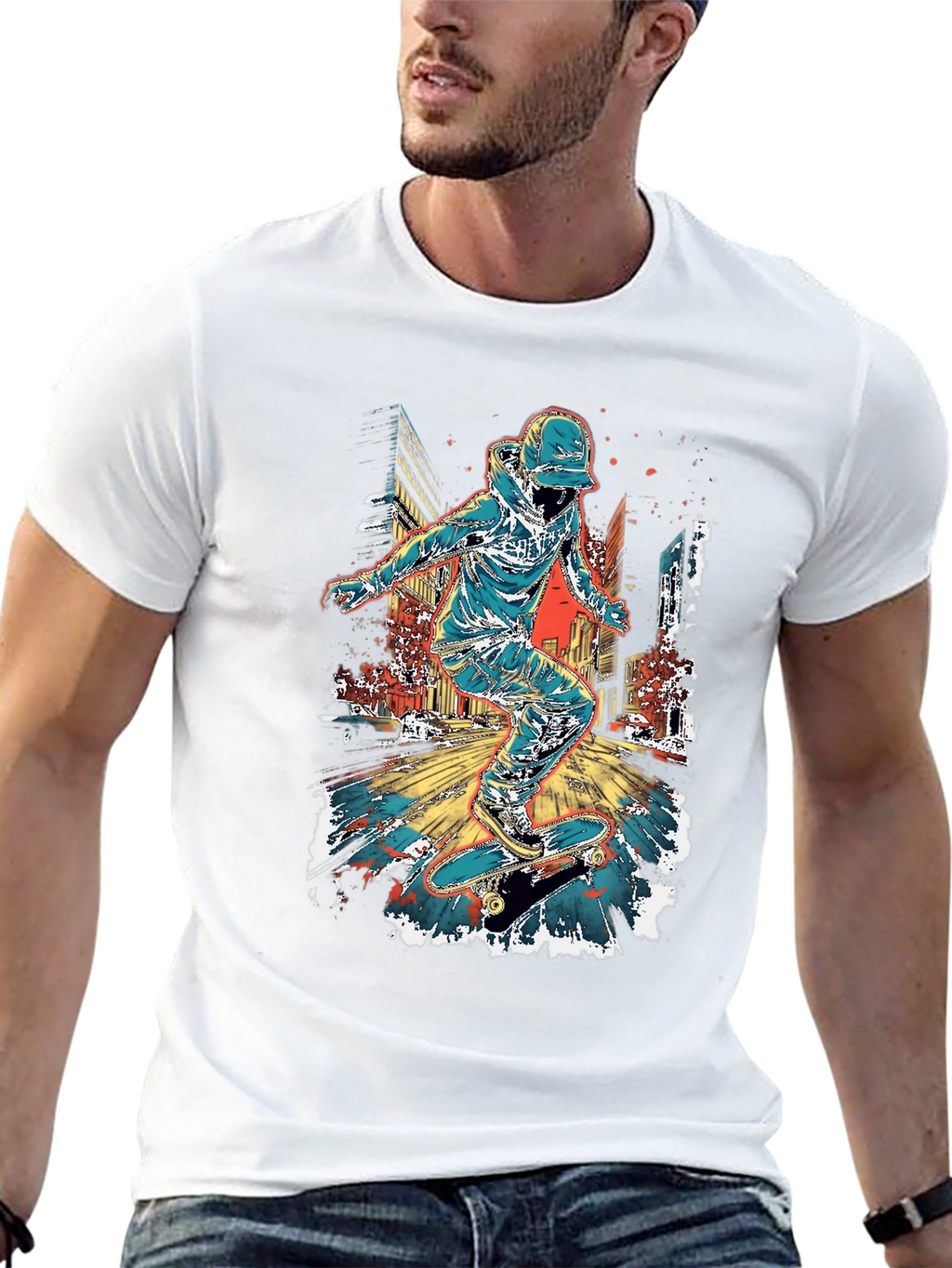 Skateboarder Graphic Print Mens T-Shirt