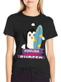Foolish Surfer Penguin Graphic Tee