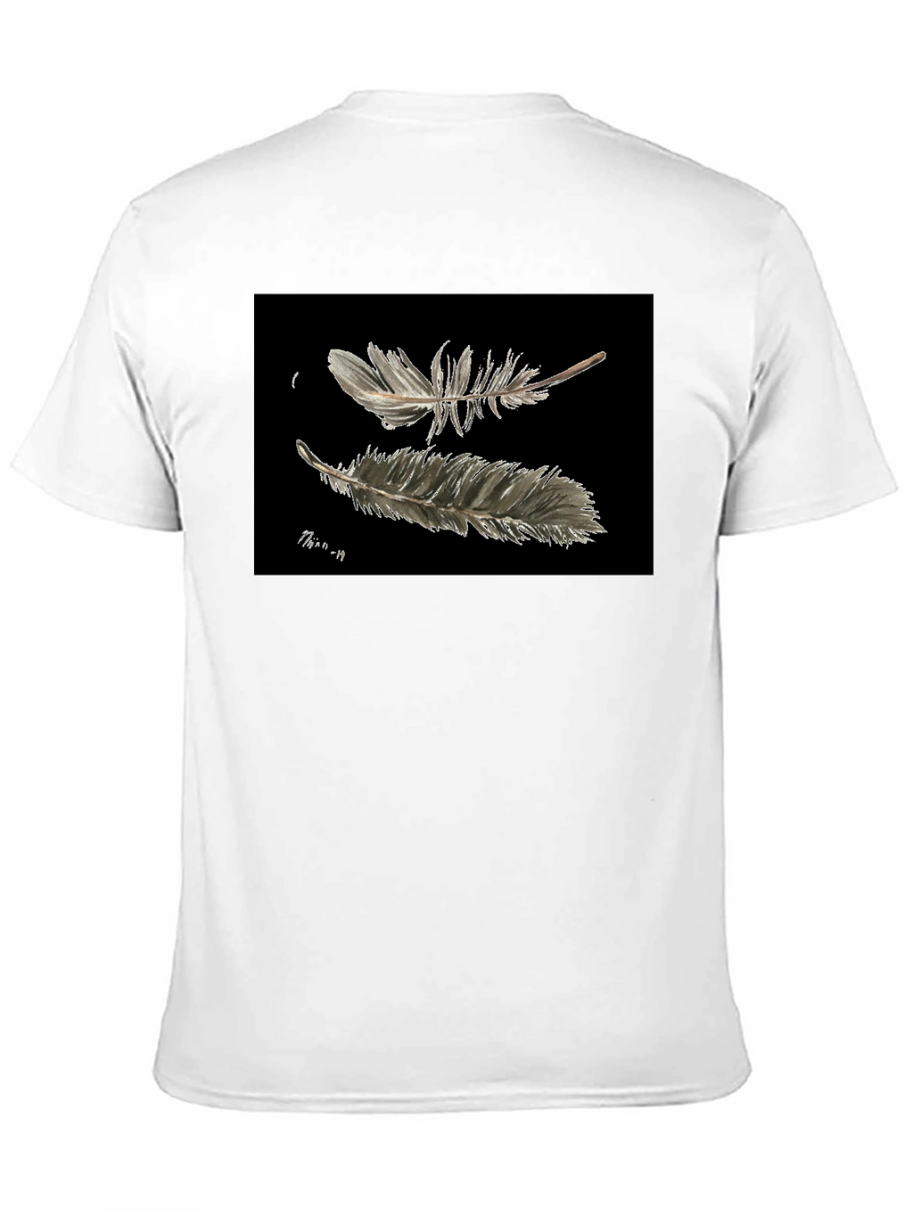 Feather Print Black T-Shirt