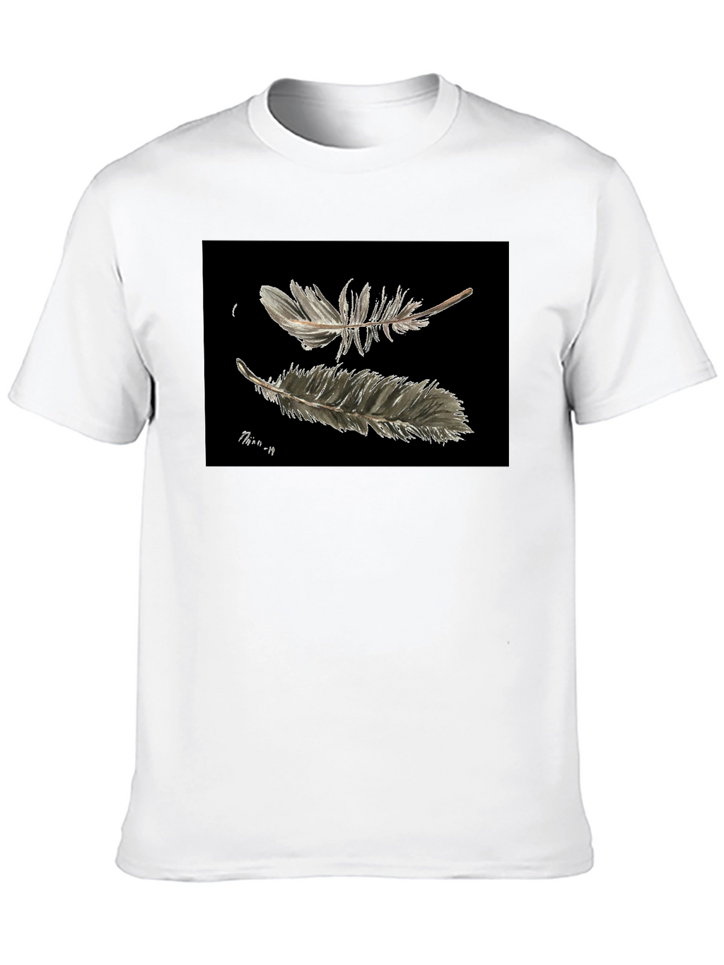 Feather Print Black T-Shirt