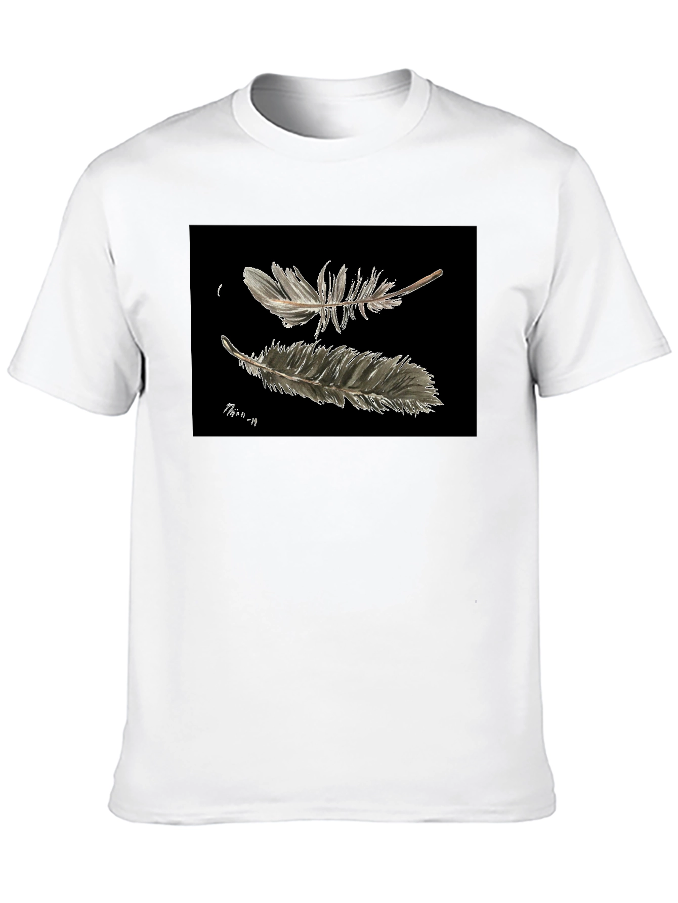 Feather Print Black T-Shirt