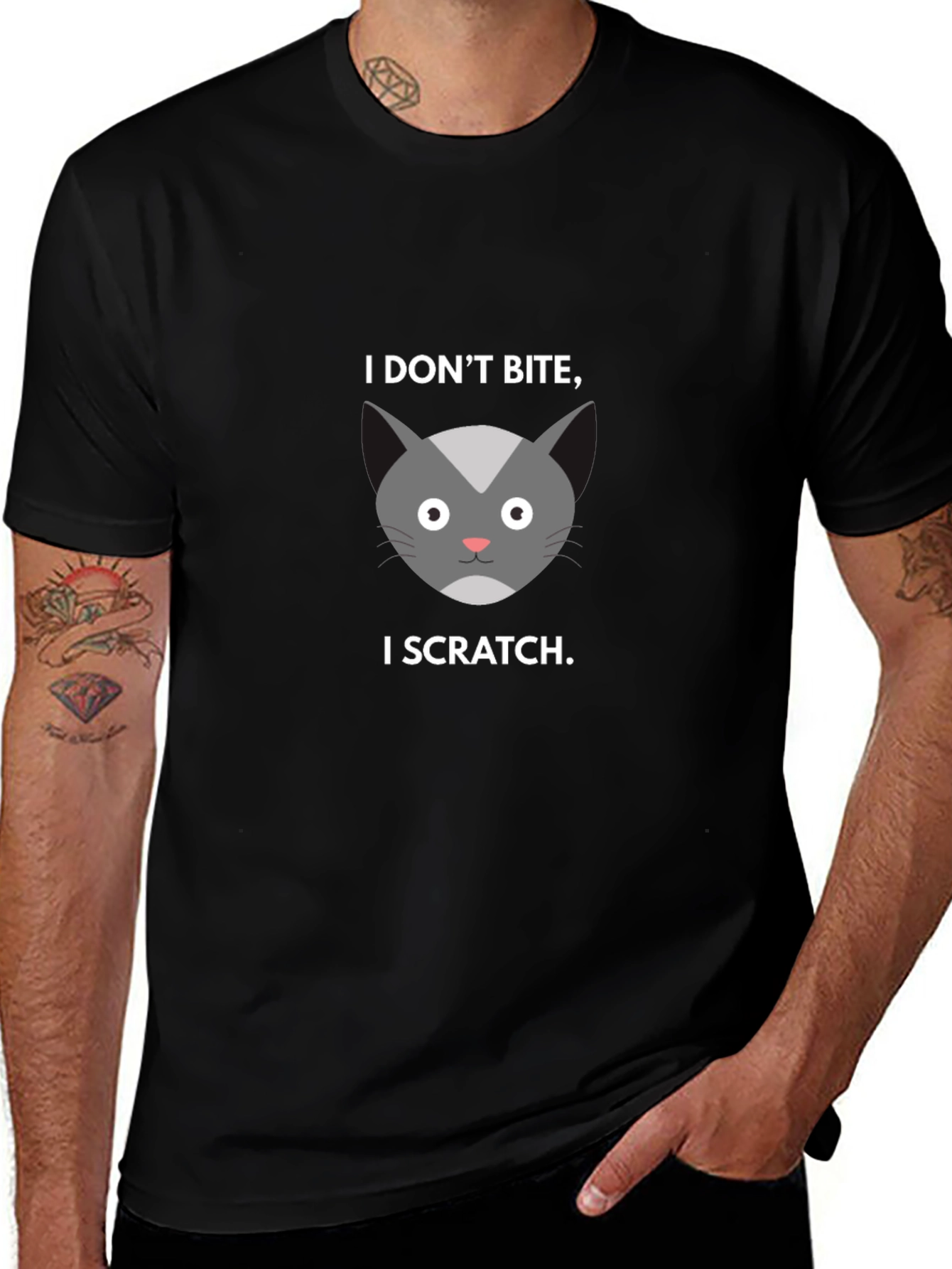 I Dont Bite I Scratch Cat Graphic Tee