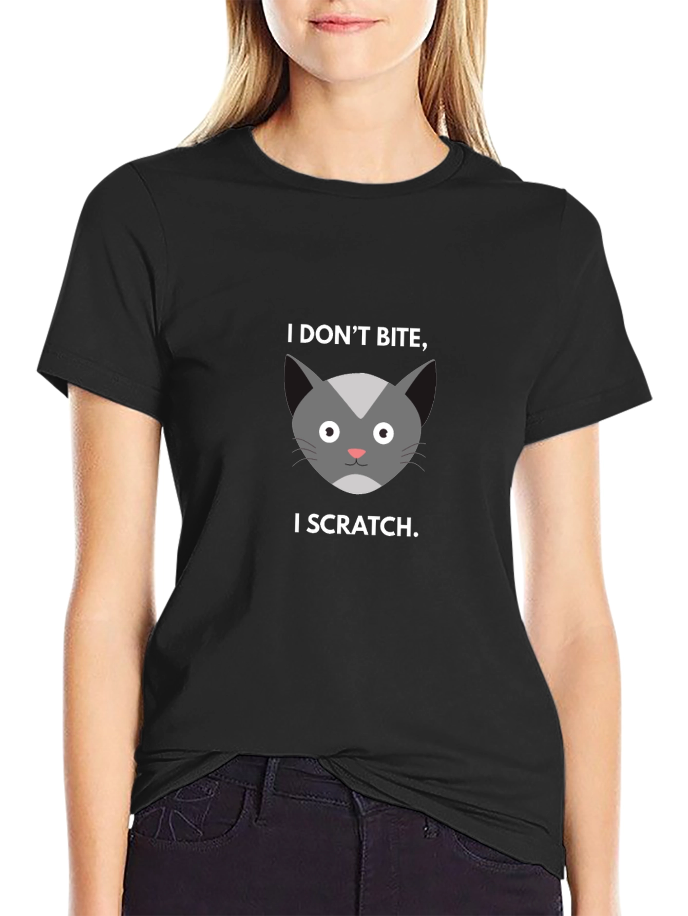 I Dont Bite I Scratch Cat Graphic Tee