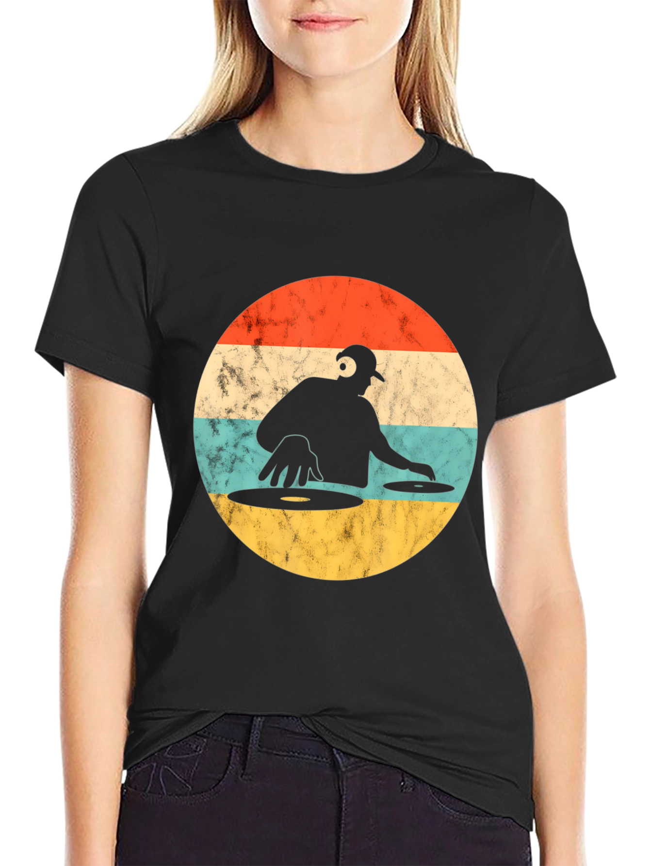 Retro DJ Graphic T-Shirt - Turntable Design